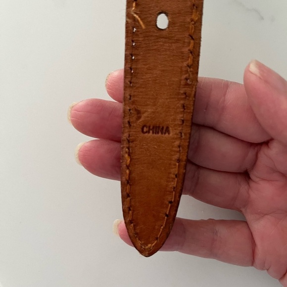 Genuine Leather Western Braided Woven Belt Silvertone Hardware Cowboy Rodeo - Picture 9 of 13